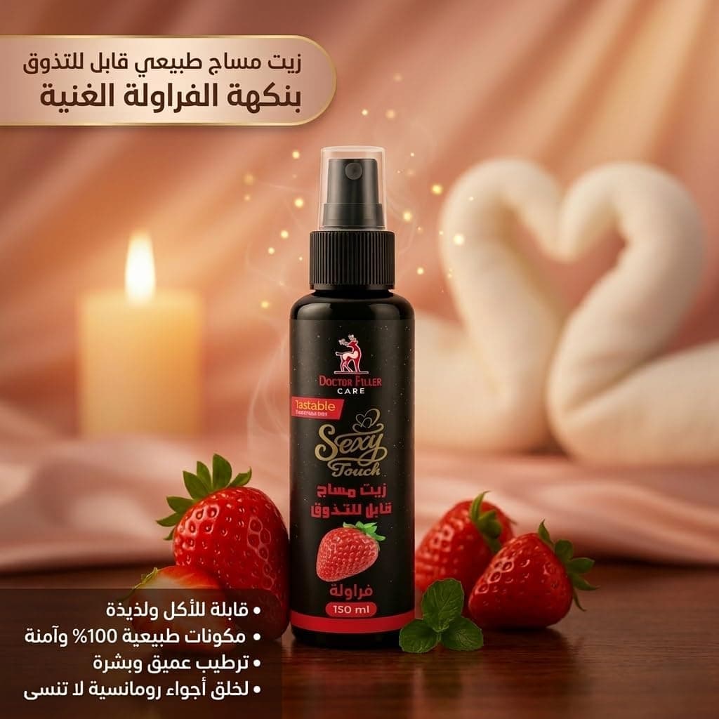 Natural Tastable Massage Oil, Strawberry Flavor, 150 ml