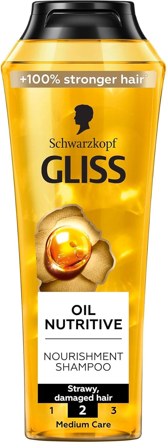 Gliss Oil Nutritive Shampoo, 400ml — Infused with nourishing oils, this shampoo deeply conditions to give your hair a silky, smooth finish with natural shine