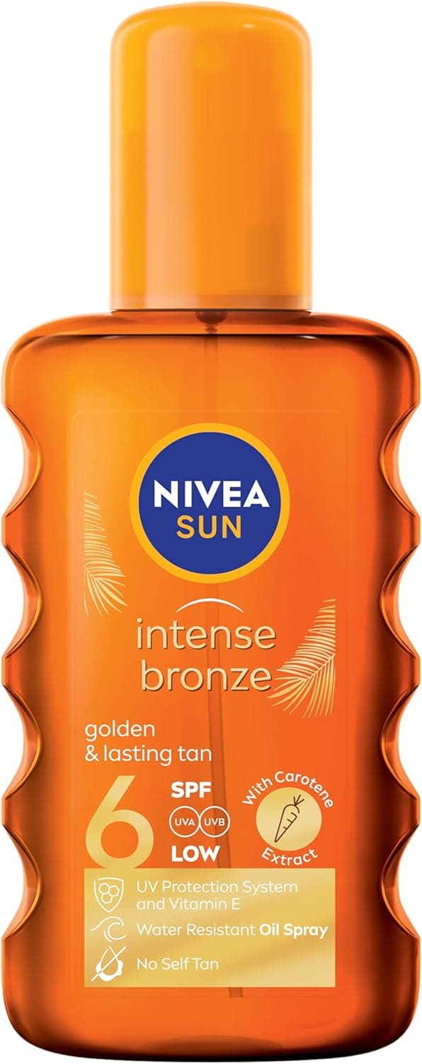 NIVEA Sun Carotene Tanning Oil Spray with Vitamin E and Jojoba Oil, SPF 6 (200ml)